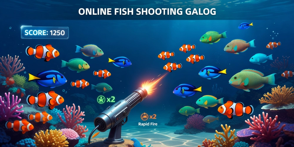 Hình minh họa giao diện bắn cá vui nh88 với cá đa dạng và hiệu ứng sống động