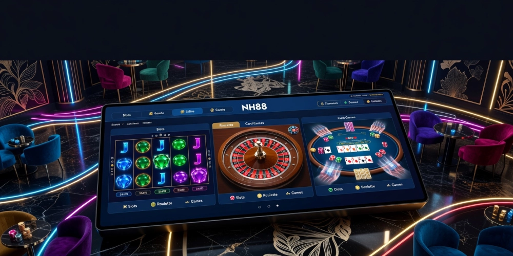 Hình minh họa khái niệm casino nh88 với giao diện hiện đại và các trò chơi hấp dẫn