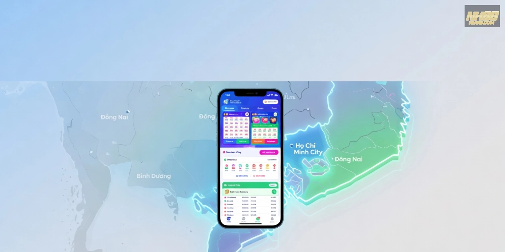 Minh họa khái niệm xổ số miền nam nh88 với giao diện nền tảng trực tuyến hiện đại