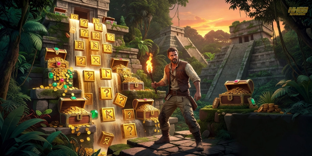 Trò chơi Gonzo's Quest với hiệu ứng nổ hũ hấp dẫn trên nền tảng nh88