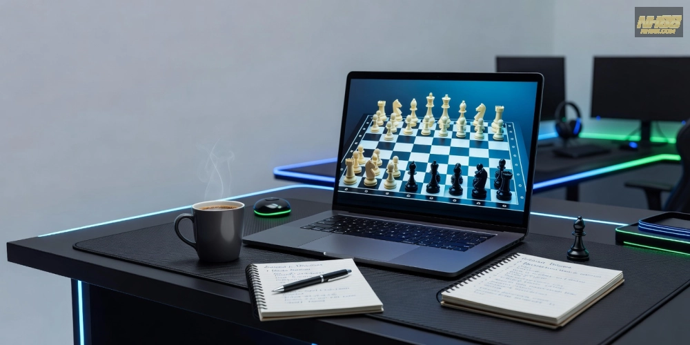 Hình minh họa khái niệm hướng dẫn chơi cờ vua trên nền tảng NH88 trực tuyến