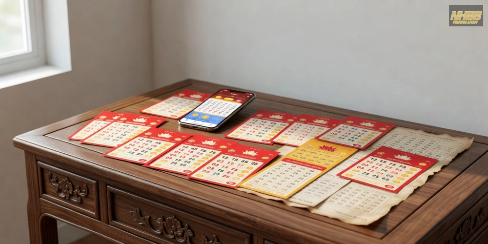 Minh họa khái niệm xổ số kiến thiết nh88 với các yếu tố truyền thống và hiện đại